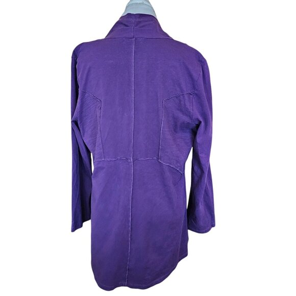 Habitat Womens M Purple Cardigan Sweater Jersey Knit Stretch 1 Button Lagenlook - Picture 4 of 9
